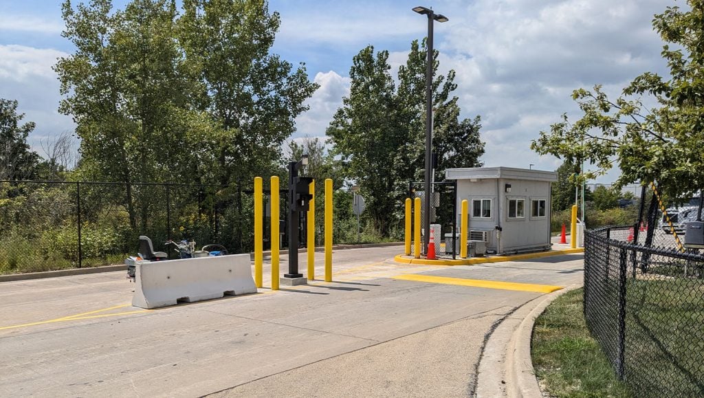 freshly painted line markings for the entrance of FedEx Ground