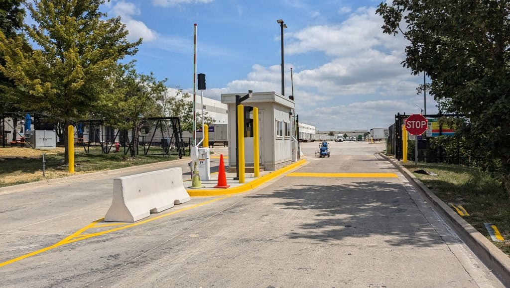 FedEx Ground parking lot with freshly painted line markings