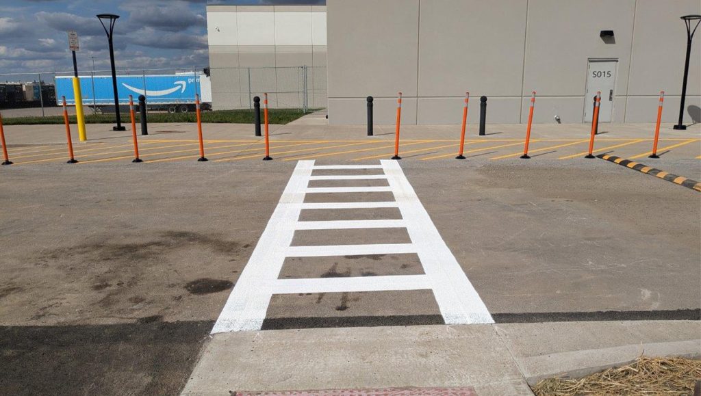 right arrow freshly painted for Amazon parking lot
