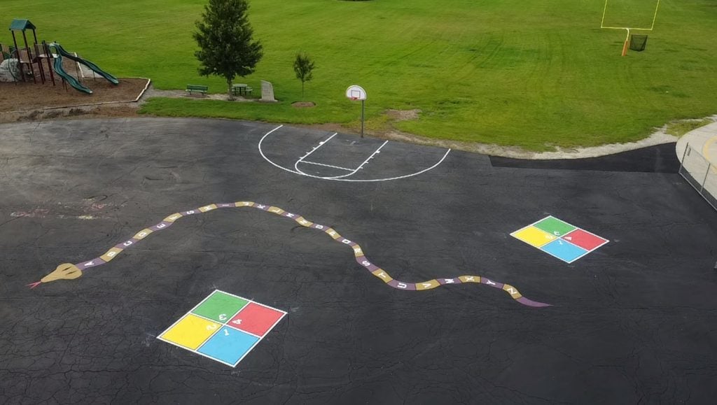 Gilberts Elementary School playground freshly painted