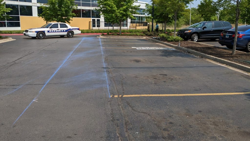 freshly painted ADA-compliant parking stalls and walkways