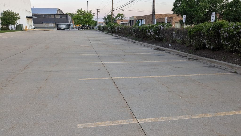 newly striped parking lot stalls