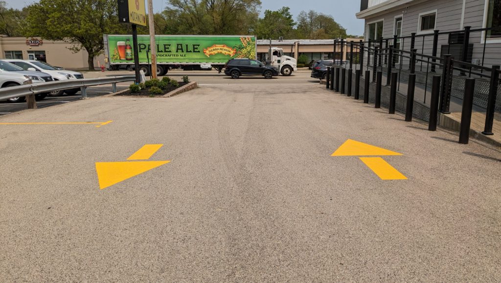 parking lot needing re-striped