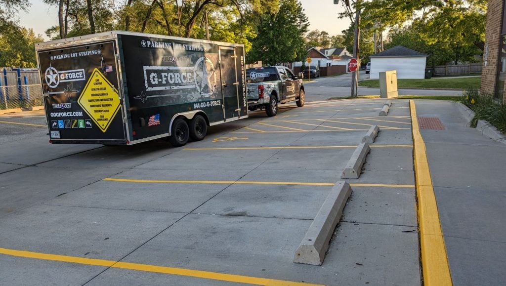 re-striped parking lot stall