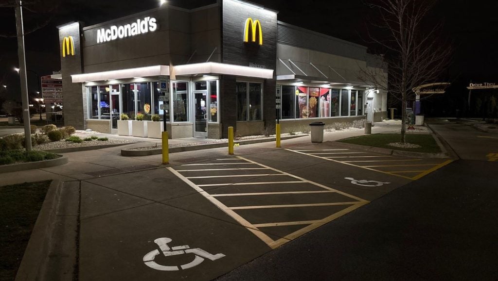 line markings freshly painted for McDonalds