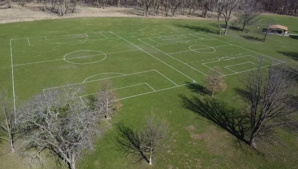 two soccer fields at Assyrian National Council of Illinois freshly painted