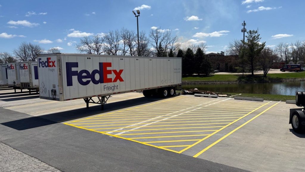 FedEx Grounds parking lot freshly painted