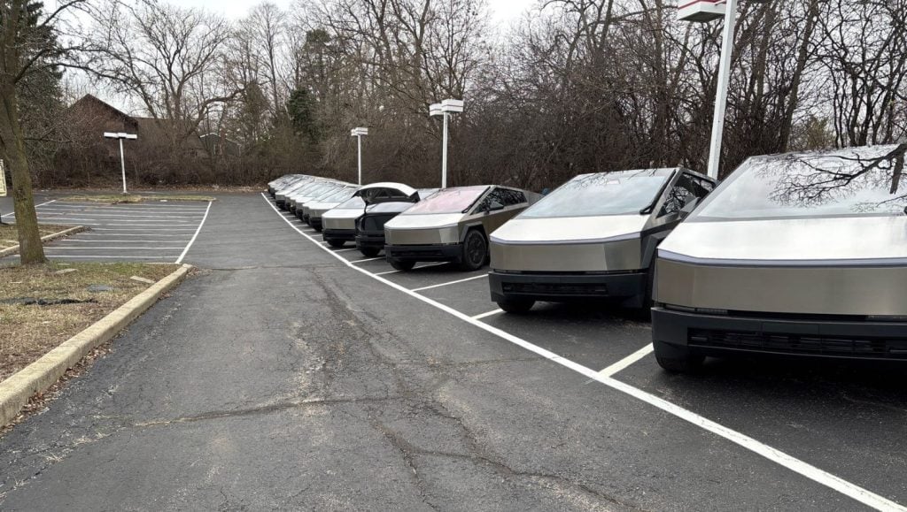 Tesla parking lot freshly painted