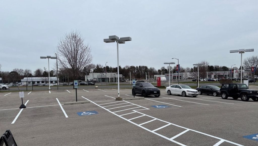 Tesla parking lot freshly painted