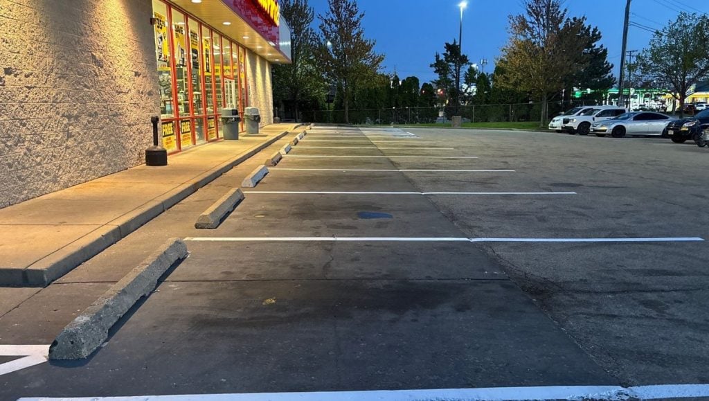 freshly painted line markings for Advance Auto Parts parking lot