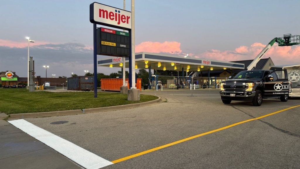 Meijer parking lot freshly painted