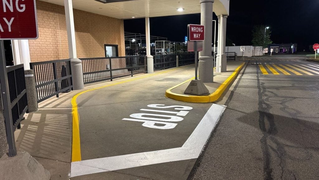 line striping for Meijer parking lot freshly painted