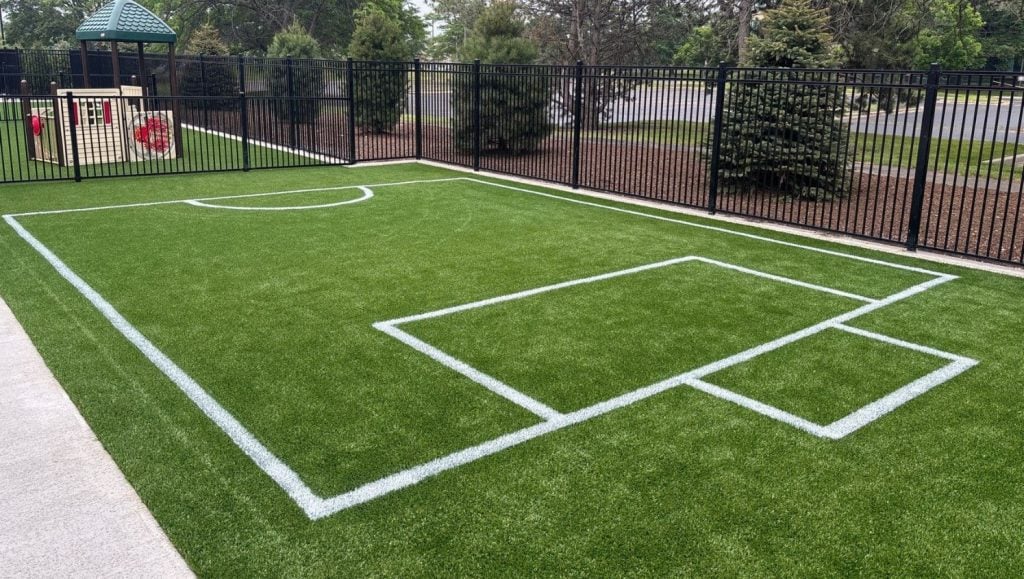 athletic field markings freshly painted for kindercare