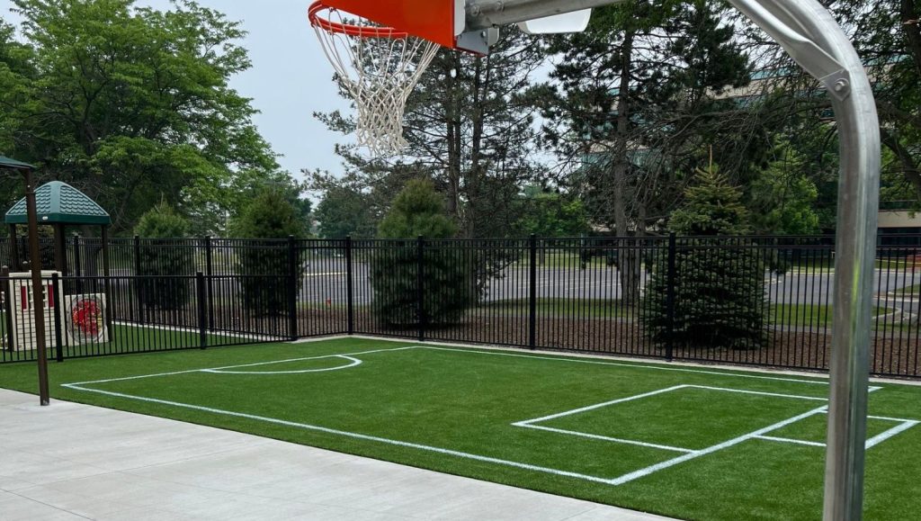 freshly painted athletic field for kindercare
