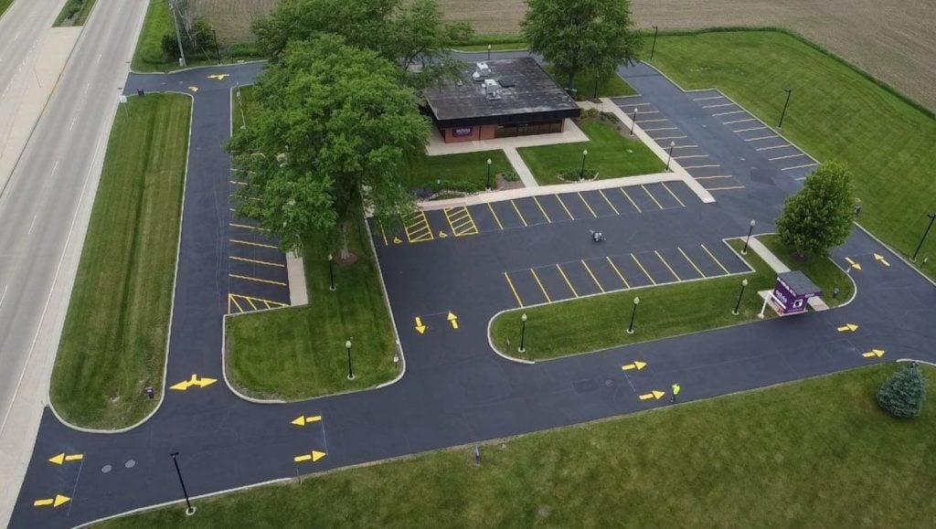 line striping freshly painted for Advia Credit Union