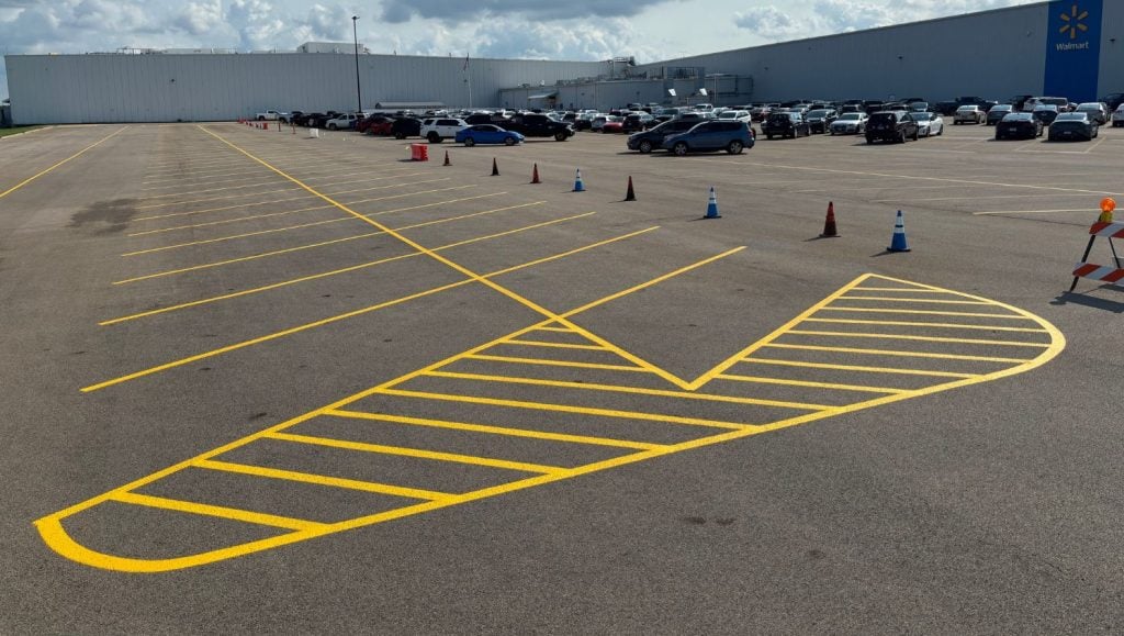 Walmart Distribution Center parking lot freshly painted
