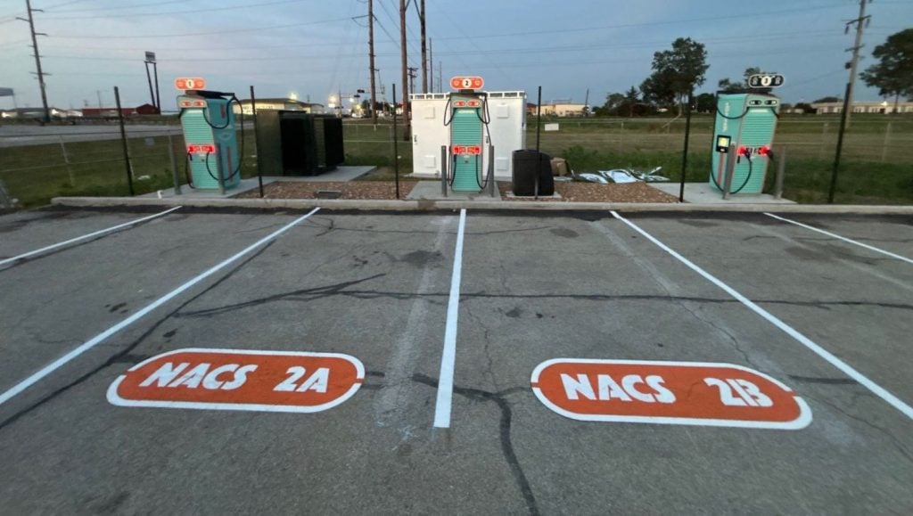 front view of The Osborne Company parking lot with freshly painted parking lot lines