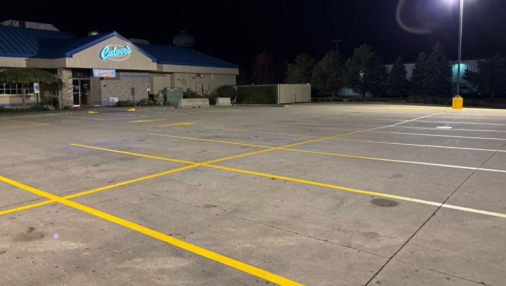 parking spots freshly painted for Culvers