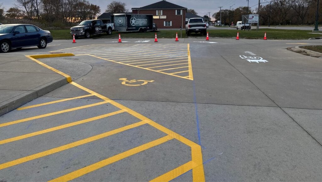 Jimmy Johns parking lot freshly painted