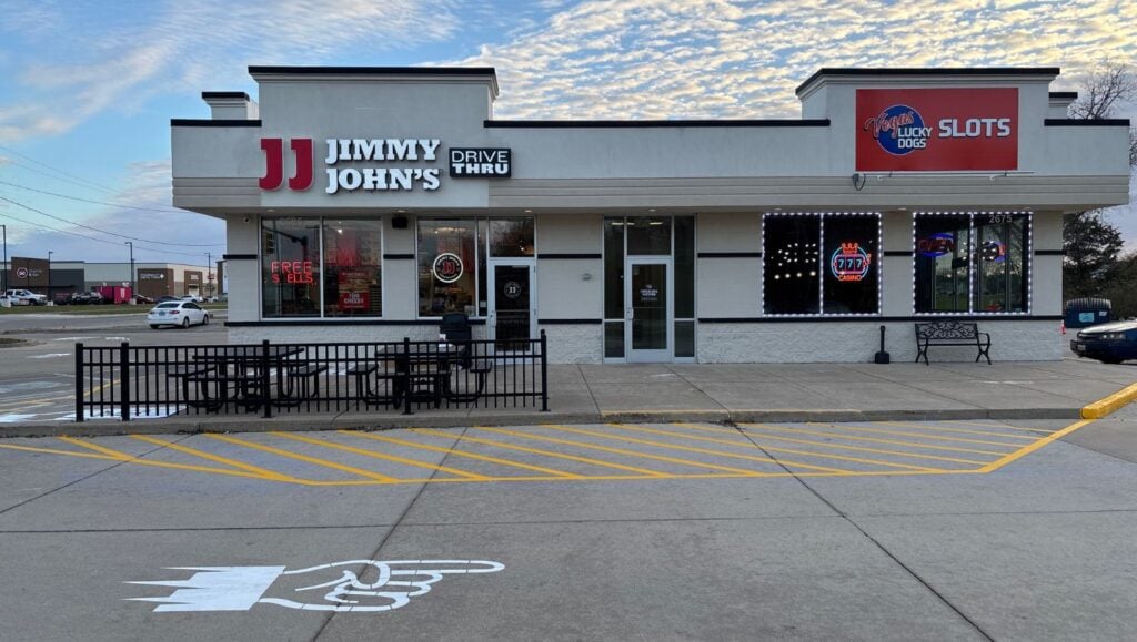 front view of Jimmy Johns freshly painted
