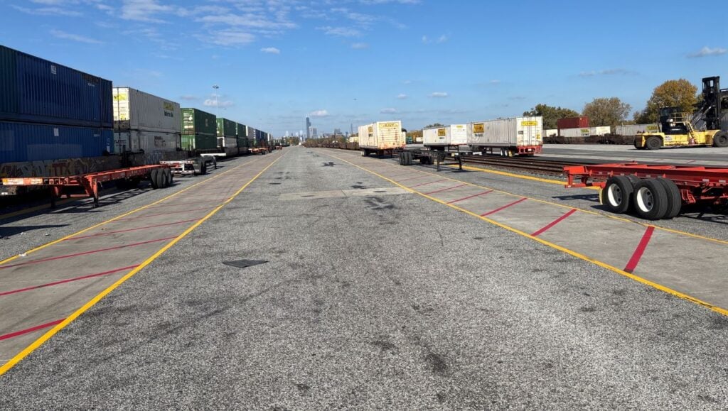 Norfolk Southern Railyard parking lot freshly painted