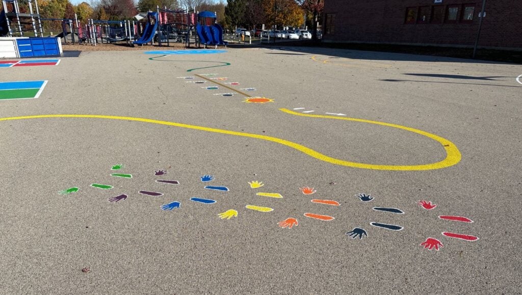 line markings freshly painted for School Playground