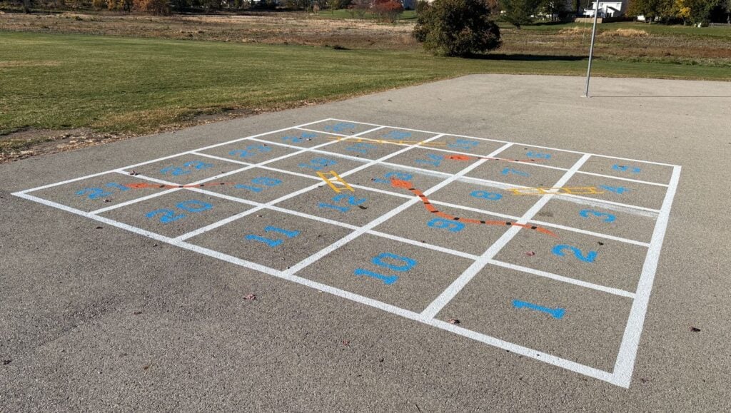 close-up of School Playground markings freshly painted