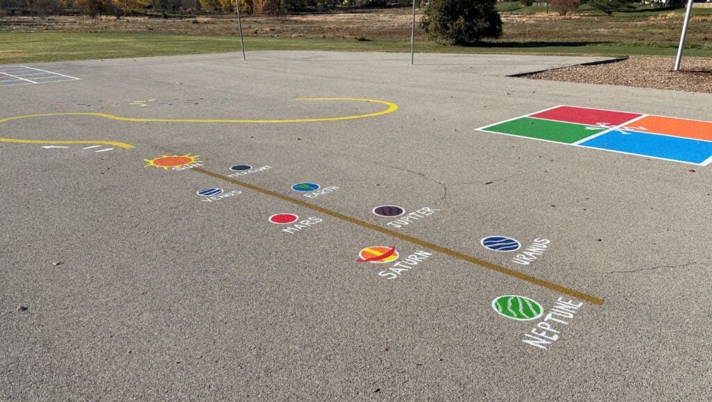 colorful line markings for School Playground parking lot