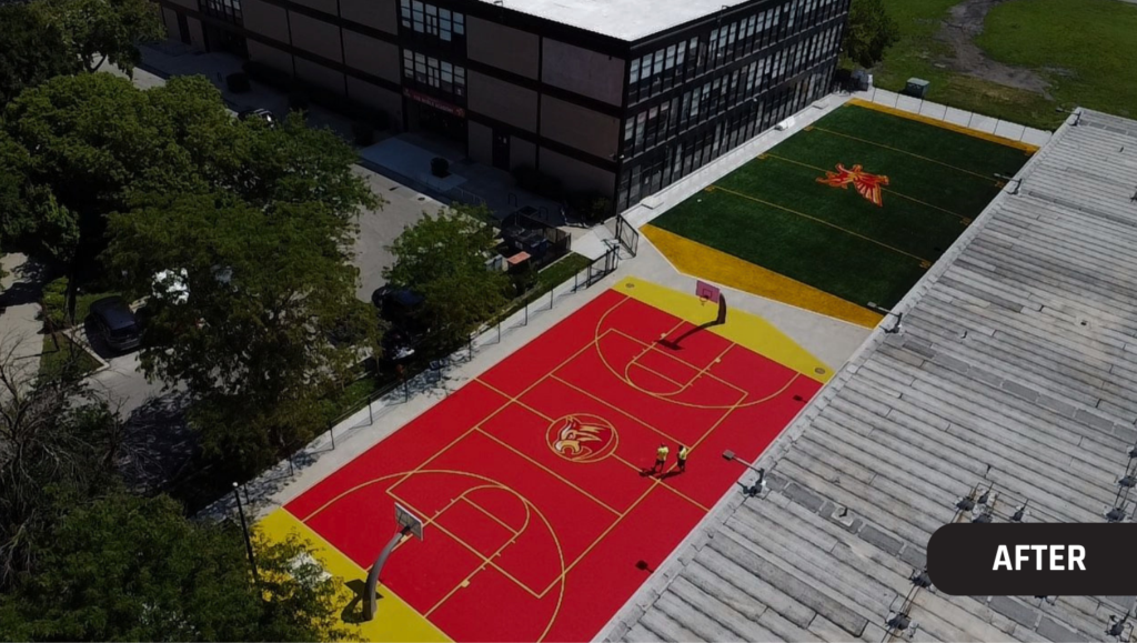 After Athletic Field Marking Work for The Noble Academy in Chicago, IL