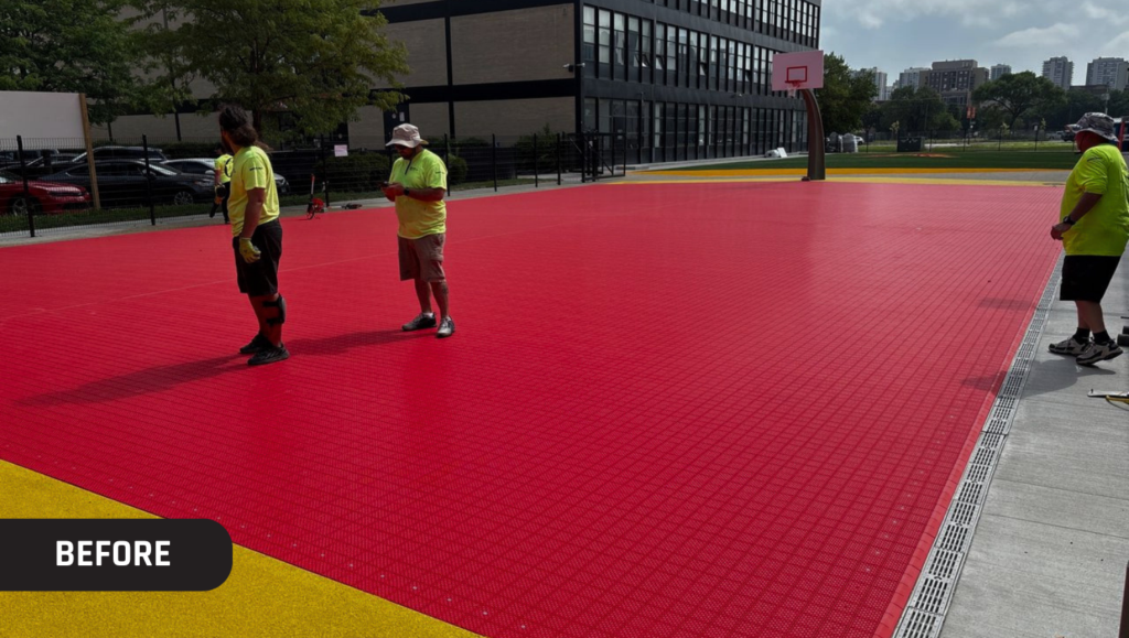 Before Athletic Field Marking for The Noble Academy in Chicago, IL