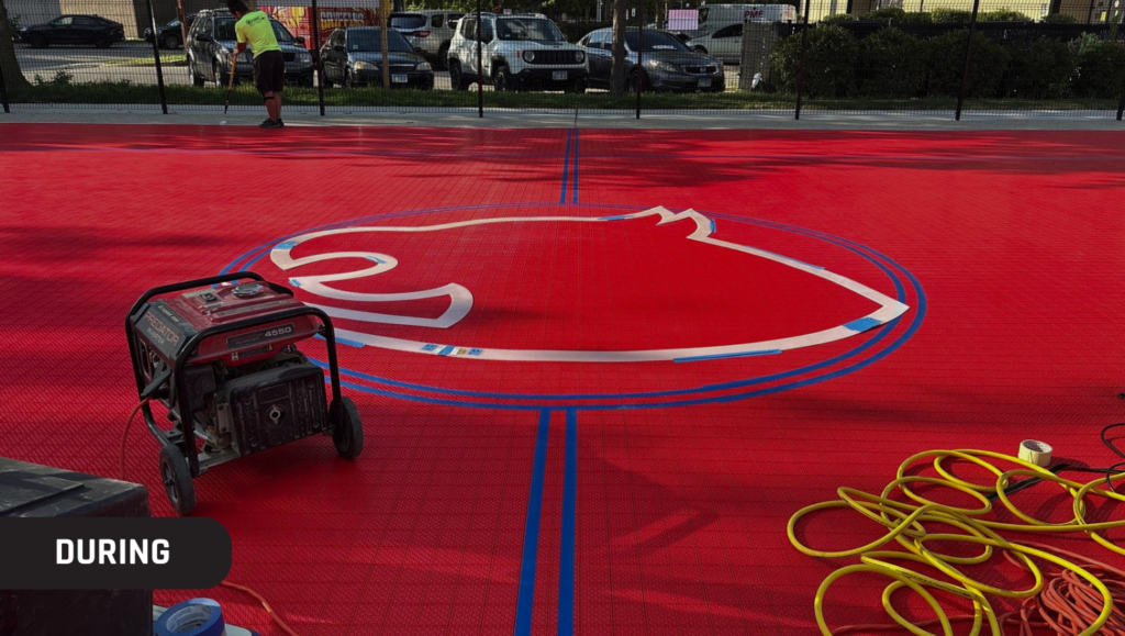 During Athletic Field Marking Project for The Noble Academy in Chicago, IL