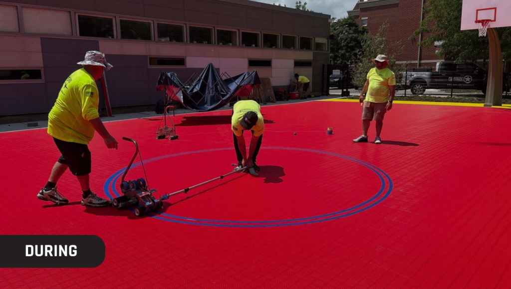 During Athletic Field Marking for The Noble Academy in Chicago, IL