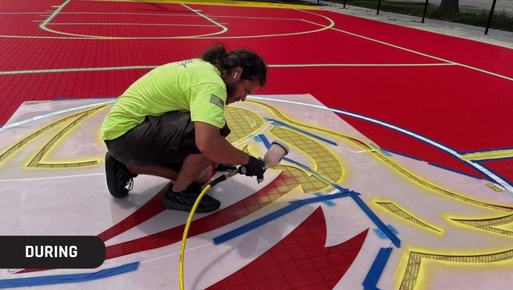 During Athletic Field Marking Work for The Noble Academy in Chicago, IL