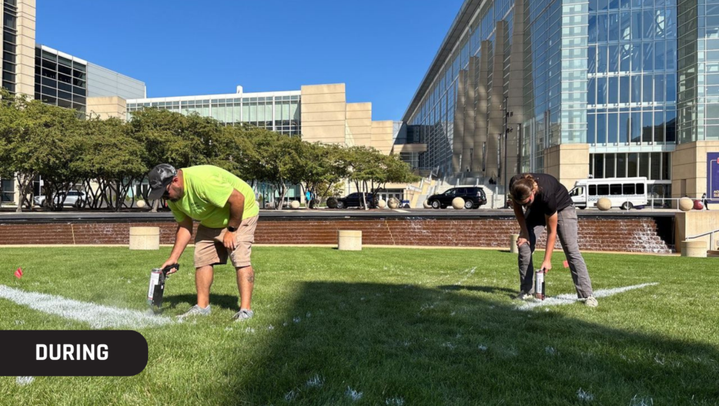 During Project Athletic Field Marking for IMTS 2026 in Chicago, IL
