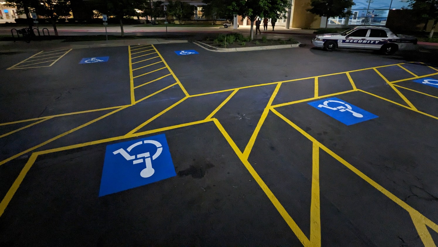 newly marked ADA parking stalls and walkways at the salvation army in Chicago