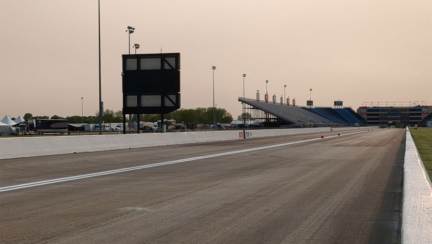 newly striped drag race track lines