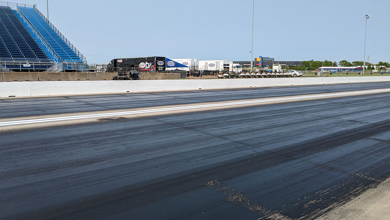 re-striped drag race track lines