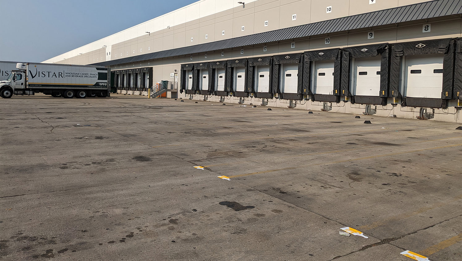 vistar parking lot in need of truck stall markings in bolingbrook, il