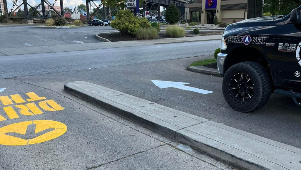 freshly painted line markings for McDonald's Northern Kentucky parking lot