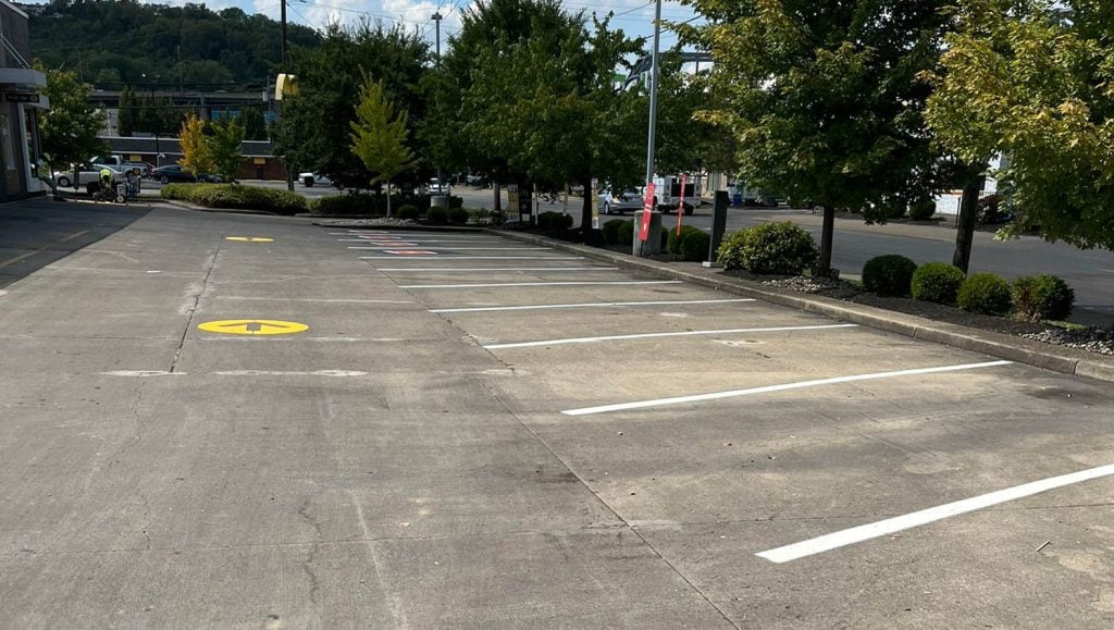 mobile spots freshly painted for McDonald's Northern Kentucky parking lot