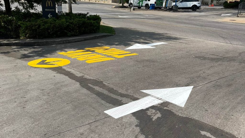 parking spots freshly painted for McDonald's Northern Kentucky
