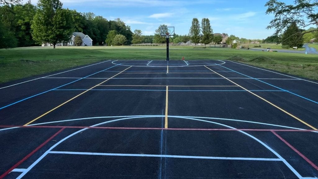 Private Residence with freshly painted athletic field markings