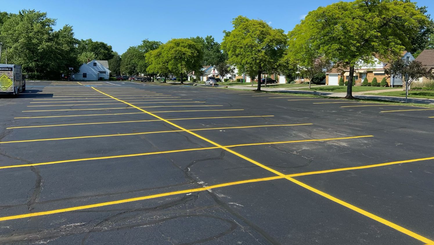 newly striped parking stalls and ada compliant stalls
