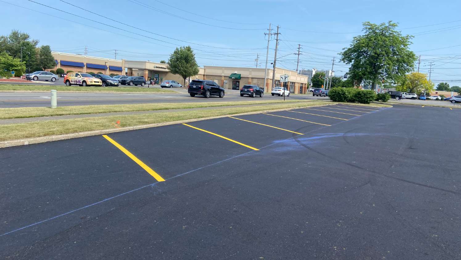 re-striped parking spaces