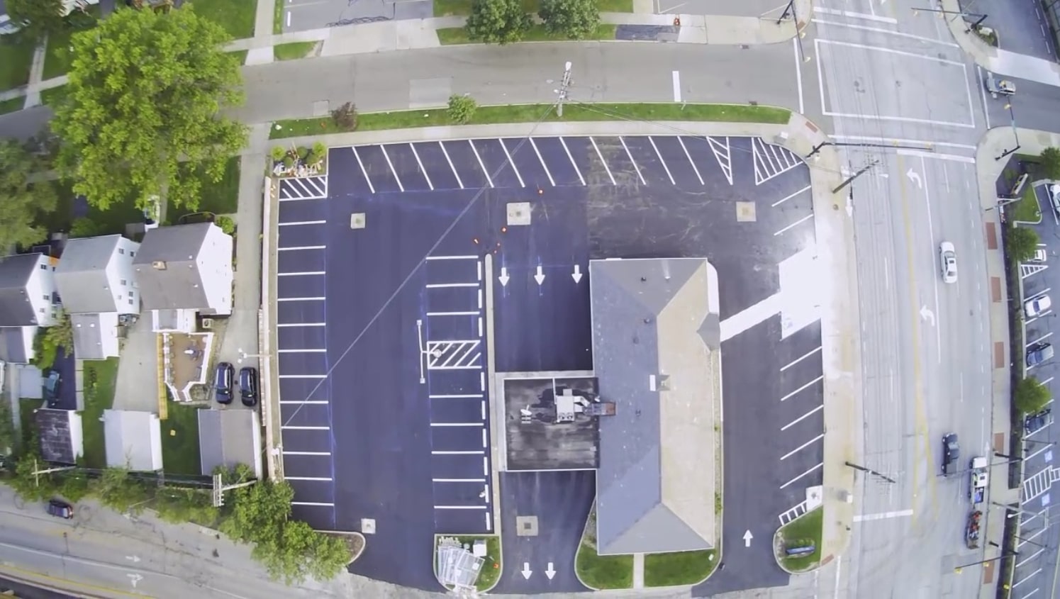 above view of new line striping in university heights, oh