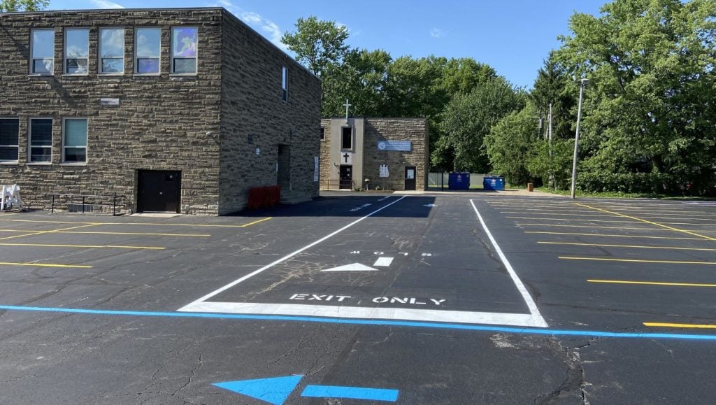 newly striped parking stalls