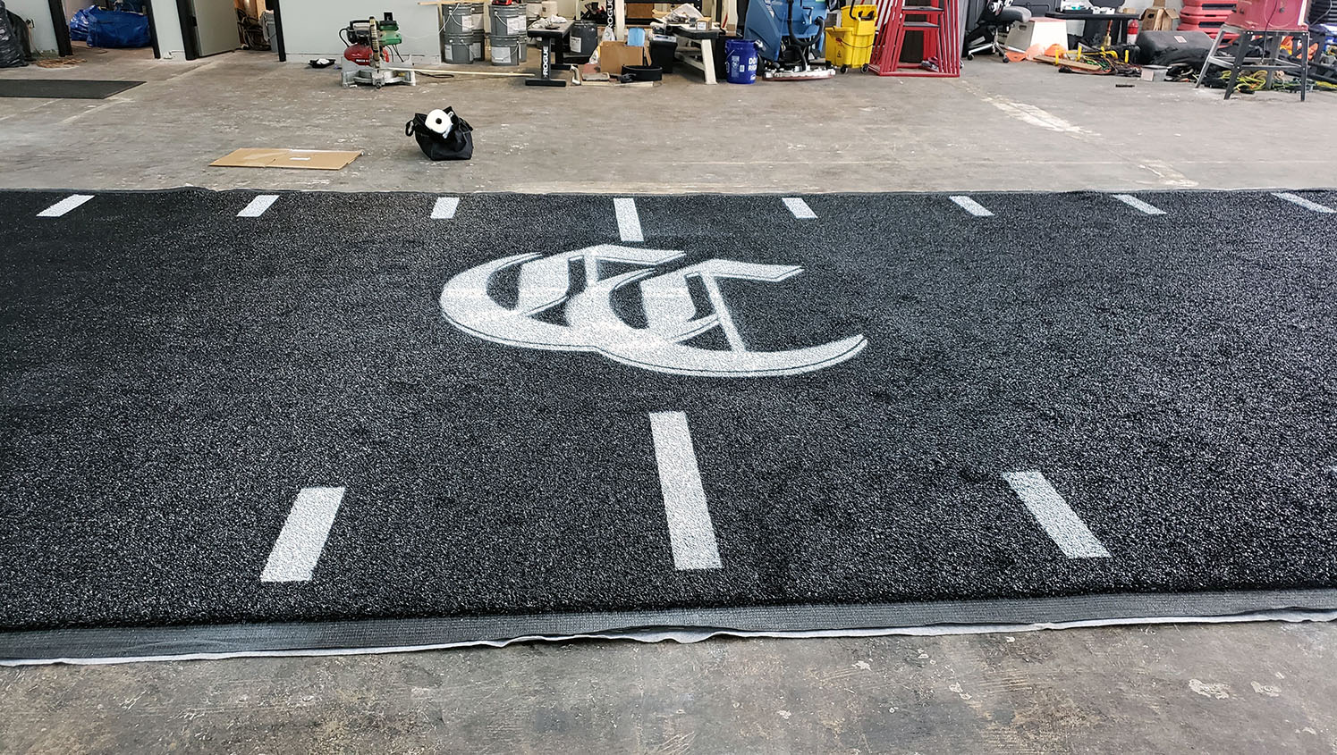 new athletic field hash marks for City CrossFit's indoor athletic field turf