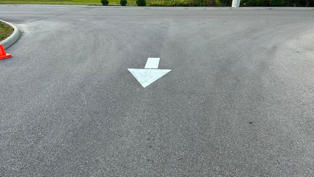 freshly painted line markings for Dublin City Schools parking lot