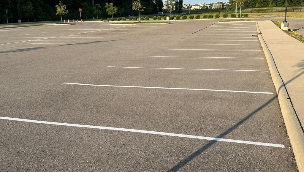 cross walk at Dublin City Schools freshly painted