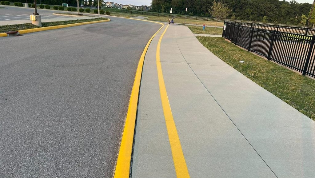 freshly painted parking spots for Dublin City Schools parking lot